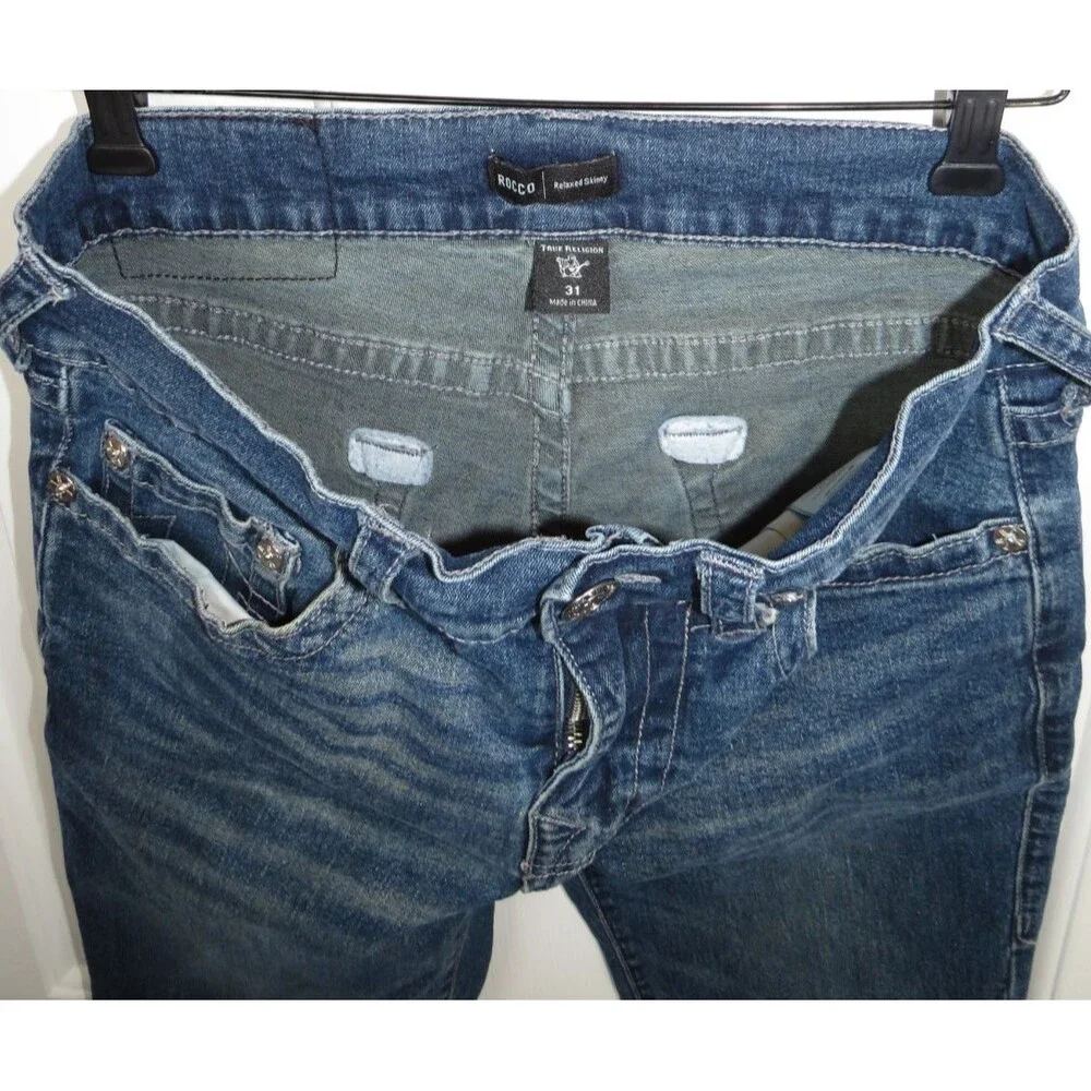 True Religion Size 31 Rocco Relaxed Skinny Men's Blue Denim Jeans